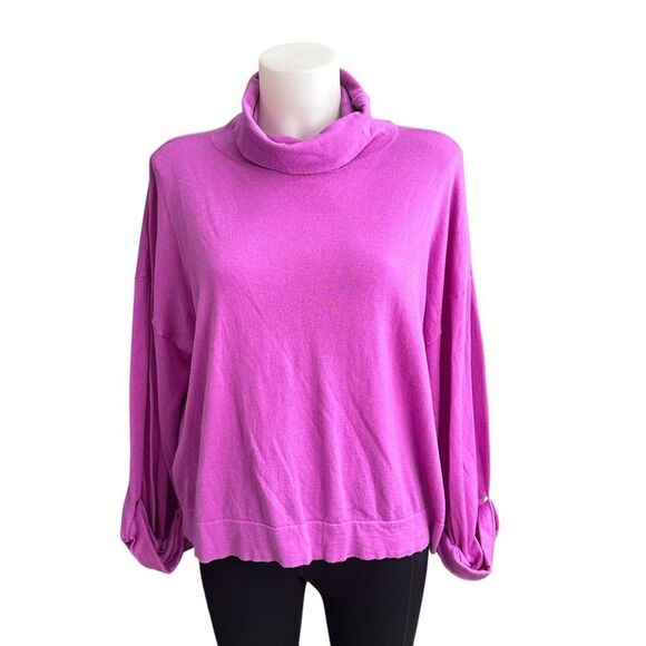 Lauren Ralph Lauren Purple‎ Turtle Neck Drop Shoulder Oversized Boxy Sweater PL - Picture 1 of 8